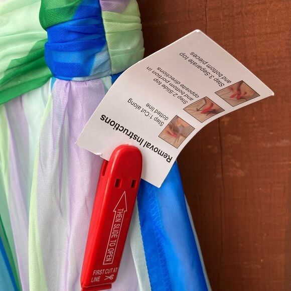 Mac Duggal 68151 Striped V-Neck Multi Sleeveless Gown NWT Blue Multi size 8 - Picture 6 of 10